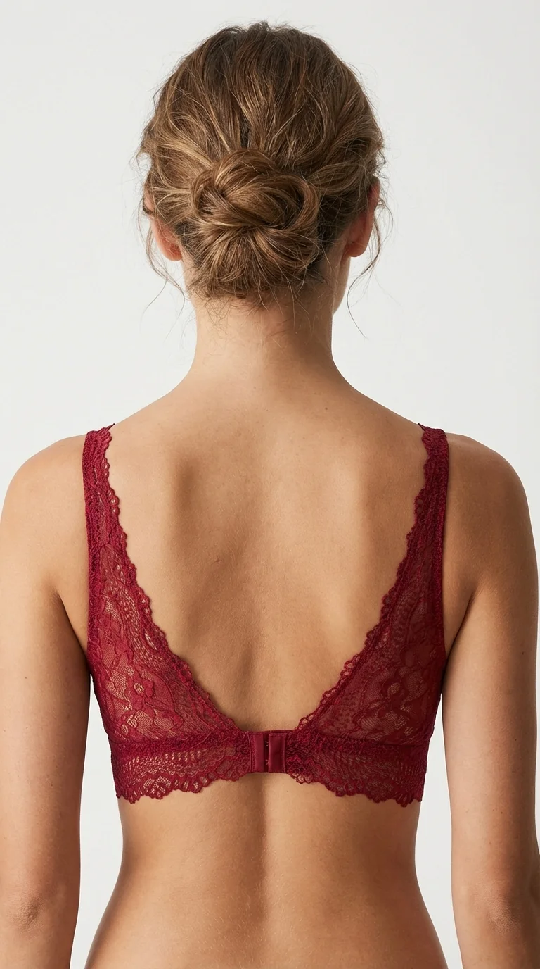 LunaIntim Kırmızı Dantelli Bralet Sütyen Balensiz ve Desteksiz (Boş Kap) V Yaka Model - Balensiz ve Desteksiz Detay